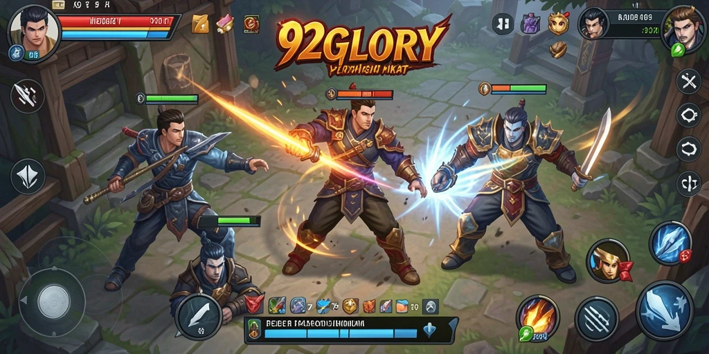 Tampilan gameplay seru dalam pertarungan yang mendebarkan.