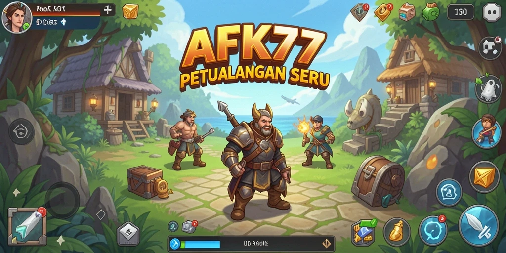 Tampilan gameplay AFK77 yang menarik saat karakter bertarung secara otomatis.