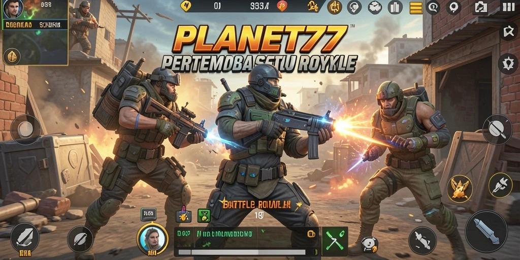 Tampilan gameplay seru dalam pertempuran Battle Royale.