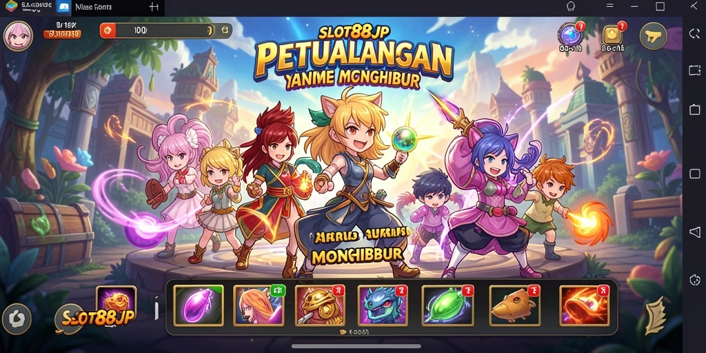 Screenshot dari gameplay SLOT88JP yang menunjukkan aksi karakter Anime.