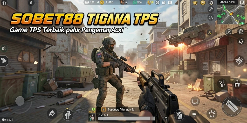 Screenshot utama SOBET88 menampilkan aksi seru dari gameplay TPS.