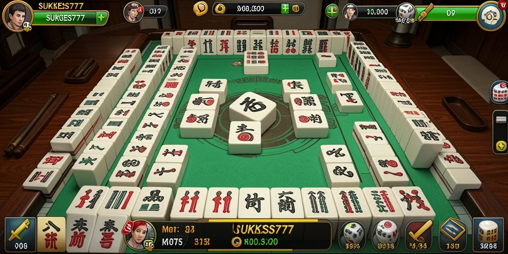 Tampilan utama gameplay SUKSES777 dengan ubin Mahjong yang menarik.