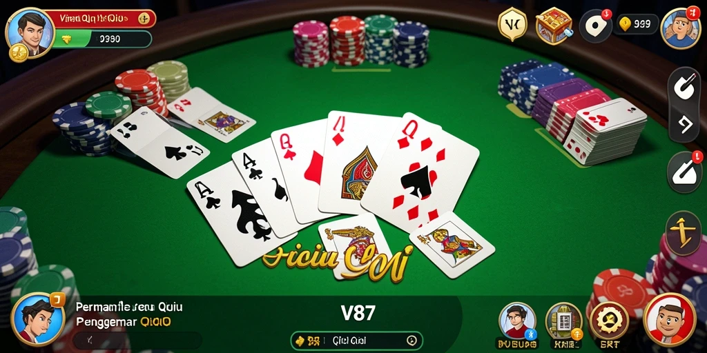 Tampilan gameplay seru QiuQiu di V87.